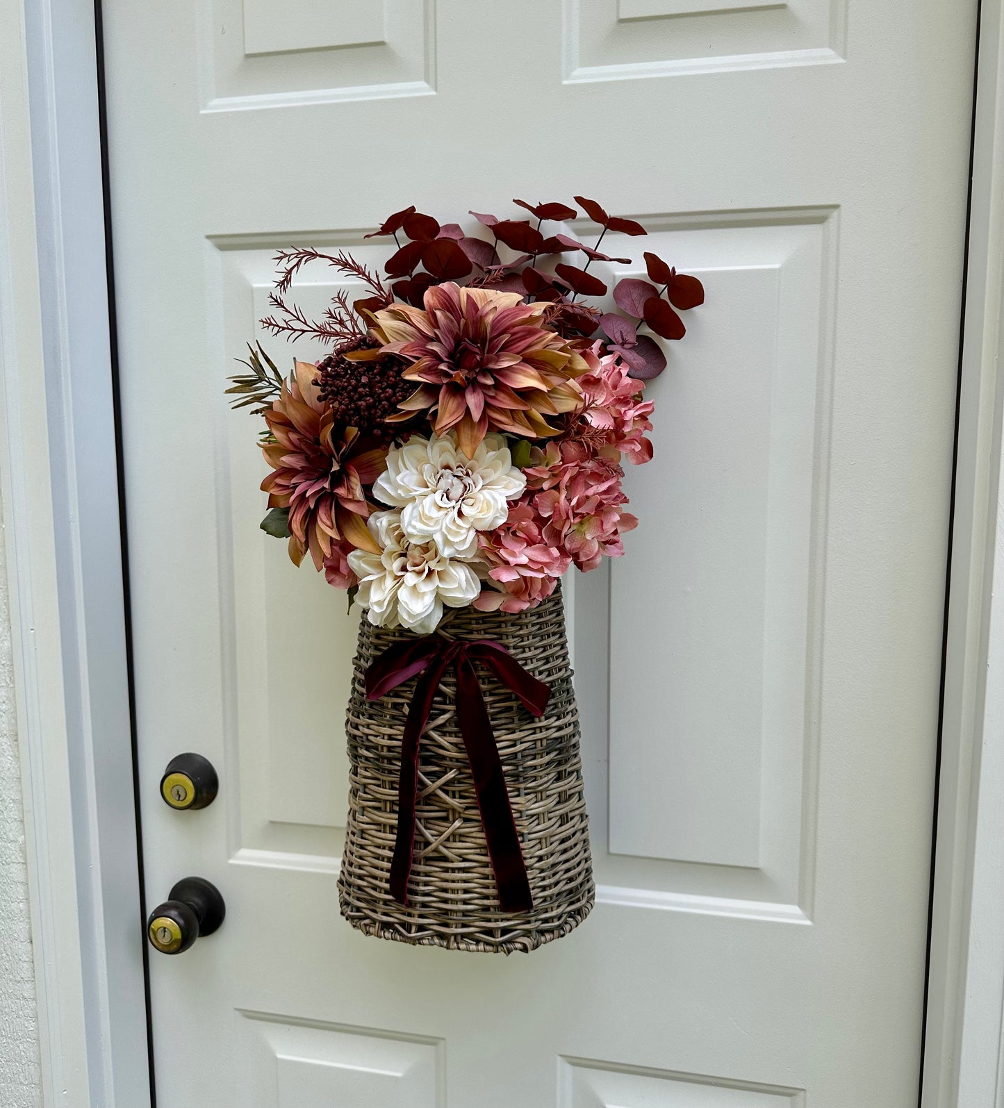 Burgundy Vine Floral Door Basket