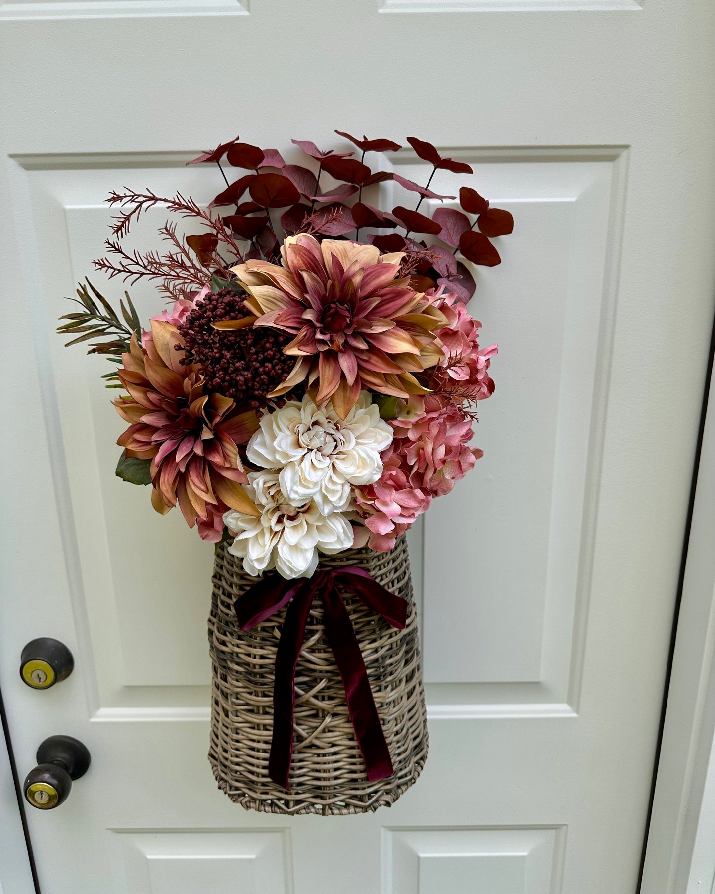Burgundy Vine Floral Door Basket